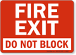 Fire Exit Block Sign