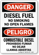 Danger Diesel Fuel No Smoking Sign