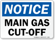 Notice Main Gas Cut Off Sign