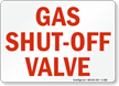 Gas Shut Off Valve Sign