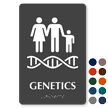 Genetics Braille Hospital Sign with Family Genes Symbol