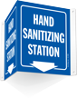 Hand Sanitizing Station with Down Arrow Projecting Sign