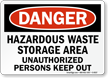 Caution Hazardous Waste Storage Sign