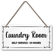 Laundry Room Self Service 24 Hours Wood Sign