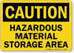 Caution Hazardous Material Storage Area Sign