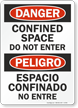 Danger Peligro Confined Space Bilingual Sign