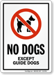 No Dogs Except Guide Dogs Sign