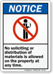 No Soliciting Or Distribution Allowed Notice Sign