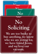 No Soliciting Showcase Sign