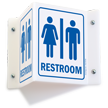 Projecting Unisex Restrooms Sign