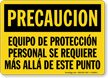 Spanish PPE Required Beyond This Point Sign