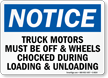 Truck Wheels Chocked Loading Unloading Sign