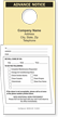 Custom Advance Notice Two-Part Maintenance Door Hanger