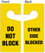 Do Not Block, Other Side Blocked Door Hanger