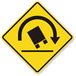 Truck Rollover Warning Symbol   Sharp Right Turn Sign