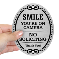 Metallic finish anti-solicitation plaque