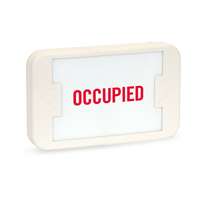 LED Exit Sign with Battery Backup: Occupied - Red Lettering, White Background