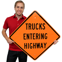 Trucks Entering Highway Signs