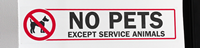 No Pets Except Service Animal (with Graphic) Labels