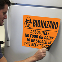 Biohazard Food Drink Stored Refrigerator Signs