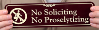 No Soliciting & No Proselytizing ShowCase™ Wall Signs