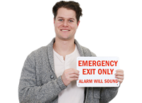 Emergency Exit Only Alarm Will Sound Signs