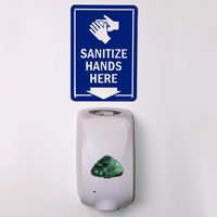 Sanitize Hands Here Sign with Down Arrow