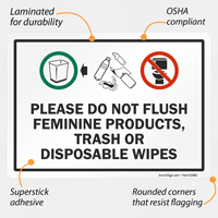 Do Not Flush Feminine Products Sign