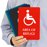 Area Of Refuge Tactile Touch Braille Engraved Signs