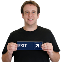 Exit, with Top Right Arrow Engraved Door Signs