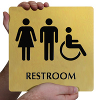 Brass Unisex Restroom Sign