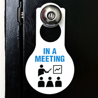 In A Meeting Pear Plastic Door Hanger Tags