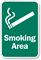 Smoking Area Sign with Cigarette Graphic