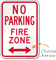 No Parking Fire Zone Sign with Arrow