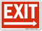 Exit Sign with Right Arrow, White On Red