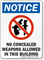 Concealed Carry Signs & No Concealed Weapons Allowed on Property