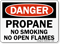 Danger Propane No Smoking Sign