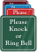 Please Knock Or Ring Bell ShowCase Wall Sign