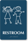 Restroom Braille Sign with Stick Figures Boy Girl