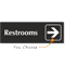 Restrooms Engraved Arrow Sign