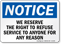 Right To Refuse Service OSHA Notice Sign