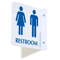 2 Sided Projecting Unisex Restroom Sign 