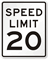 Speed Limit 20 For Regulatory Traffic Sign